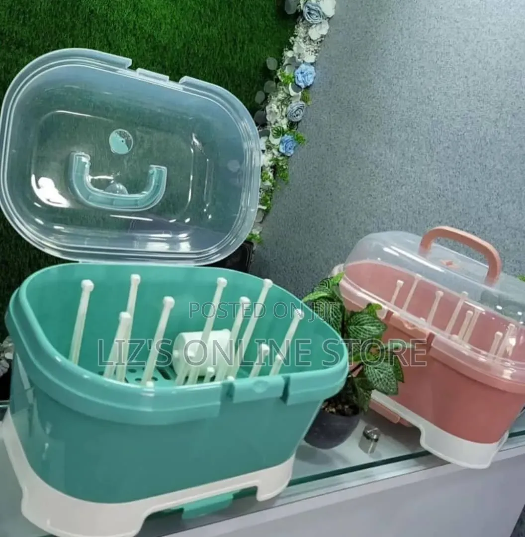 Baby Bottle Drying Rack Green and Pink