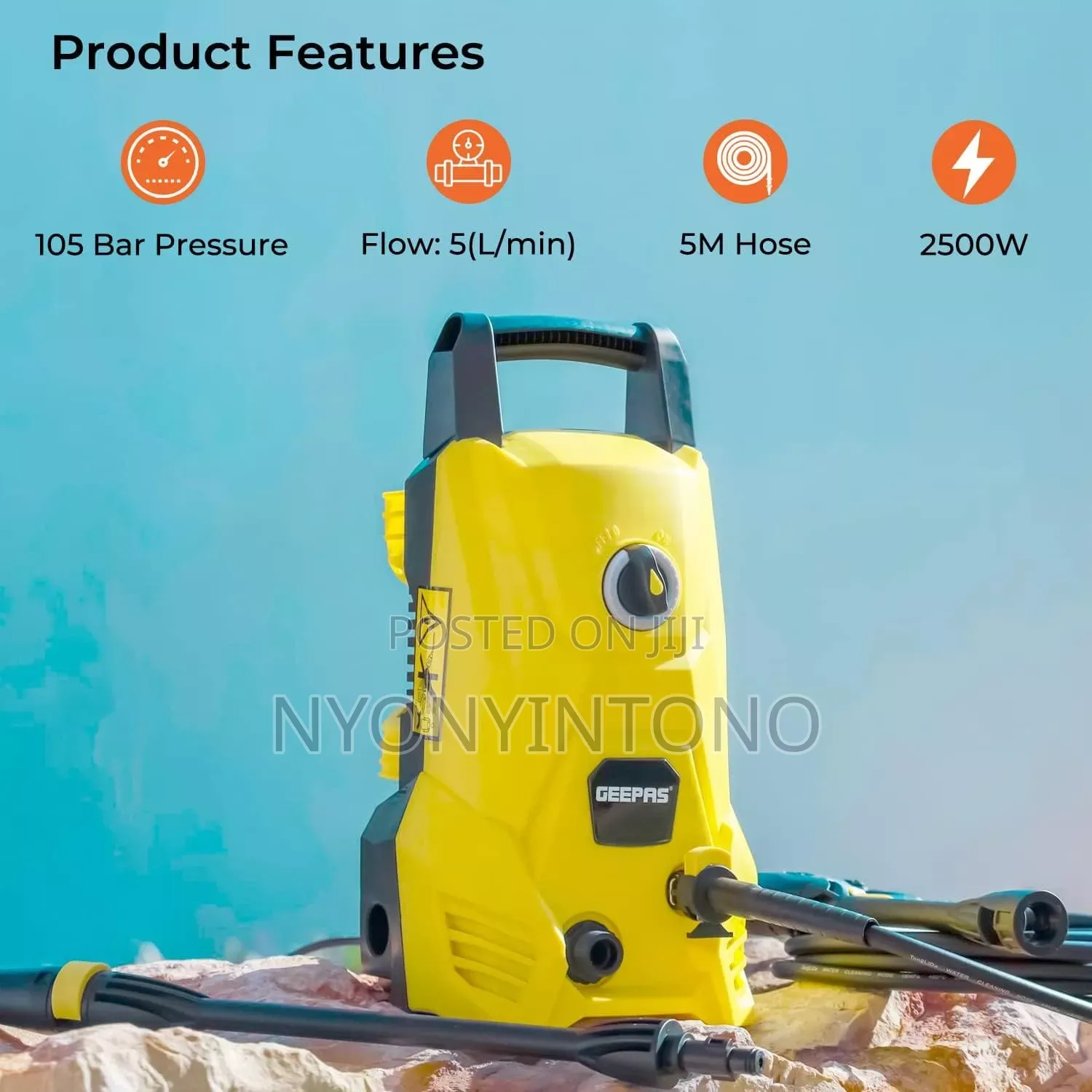 Geepas GCW 19029 5m and 2500w High Pressure Car Washer