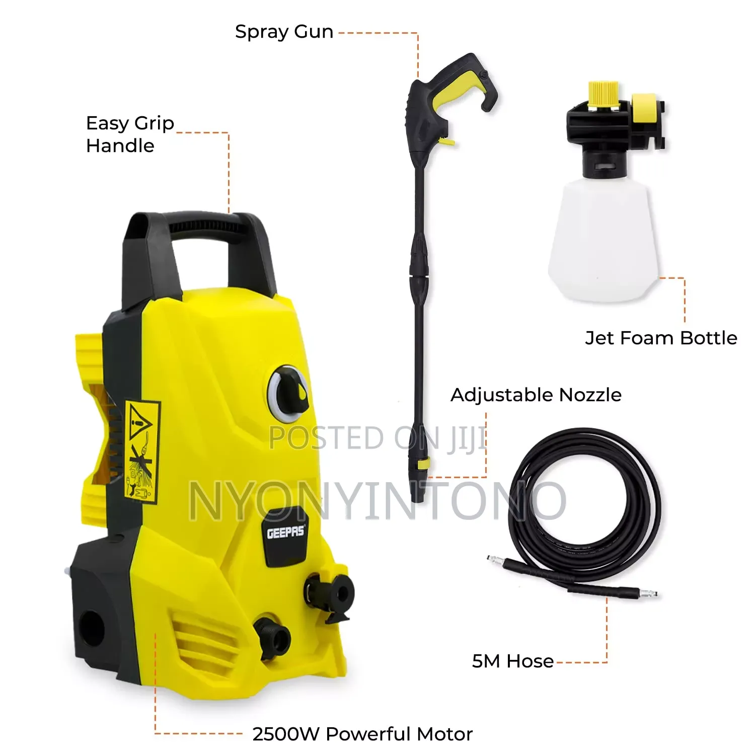 Geepas GCW 19029 5m and 2500w High Pressure Car Washer