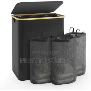 -section Laundry Sorter – Modern Hamper With Removable Mesh Bags