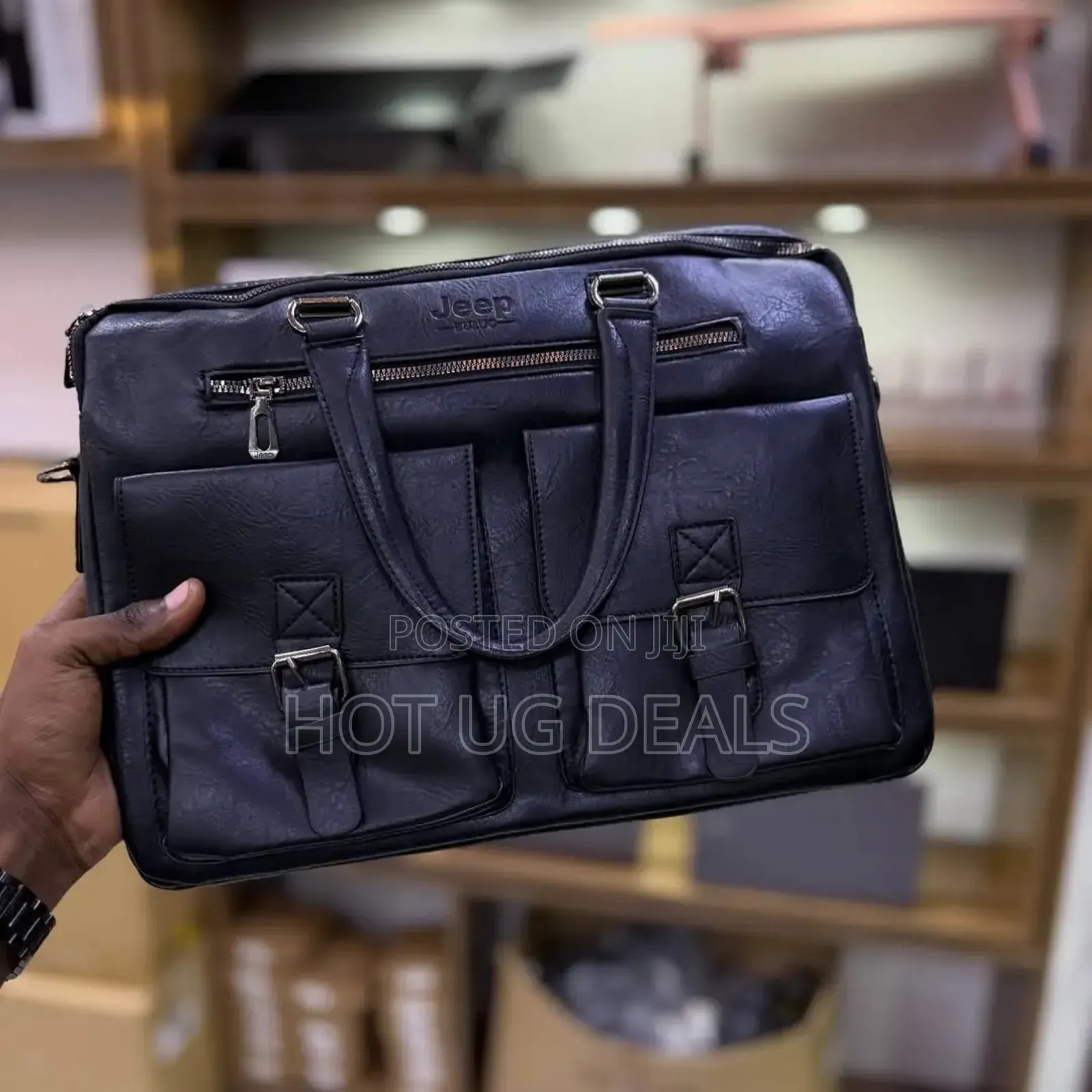 Jeep Buluo Brown 15 Inches Waterproof Leather Laptop Bag