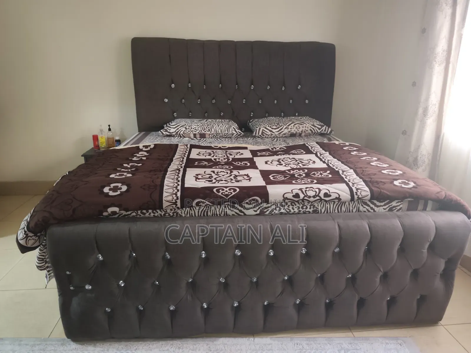 6 by 6 Puffed Bed With Bed Side Drawers