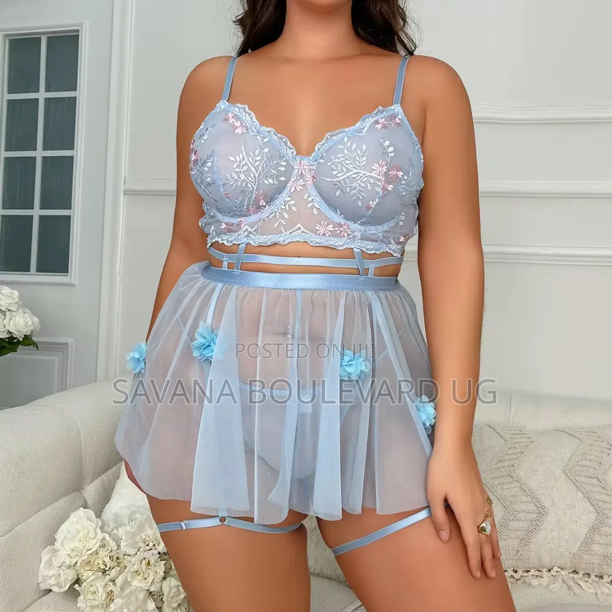 Savana Sirens N Blue Lace Cut Out Babydoll Lingerie