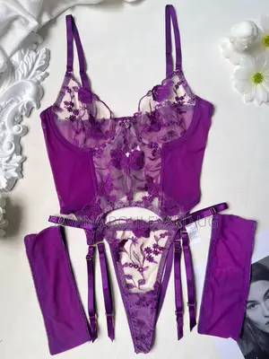 Savana 3pc Corset Purple Lingerie Set