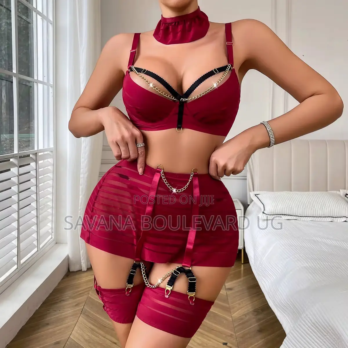 Savana Wine-Red 5pc Lingerie Set