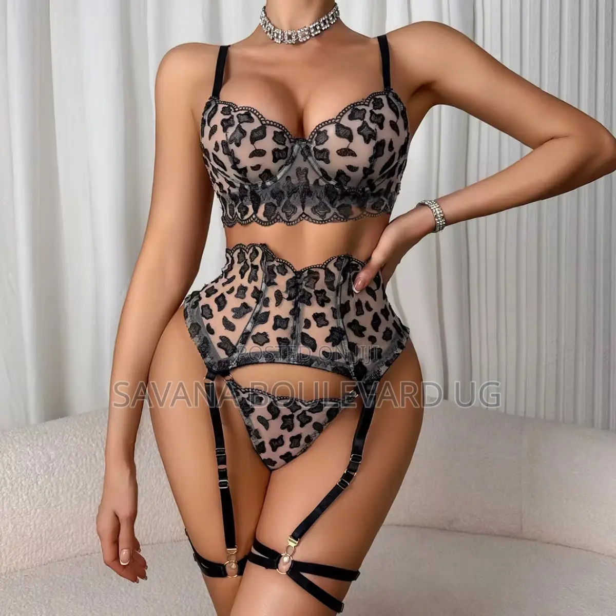 Savana 3pc Chetah Lingerie Set