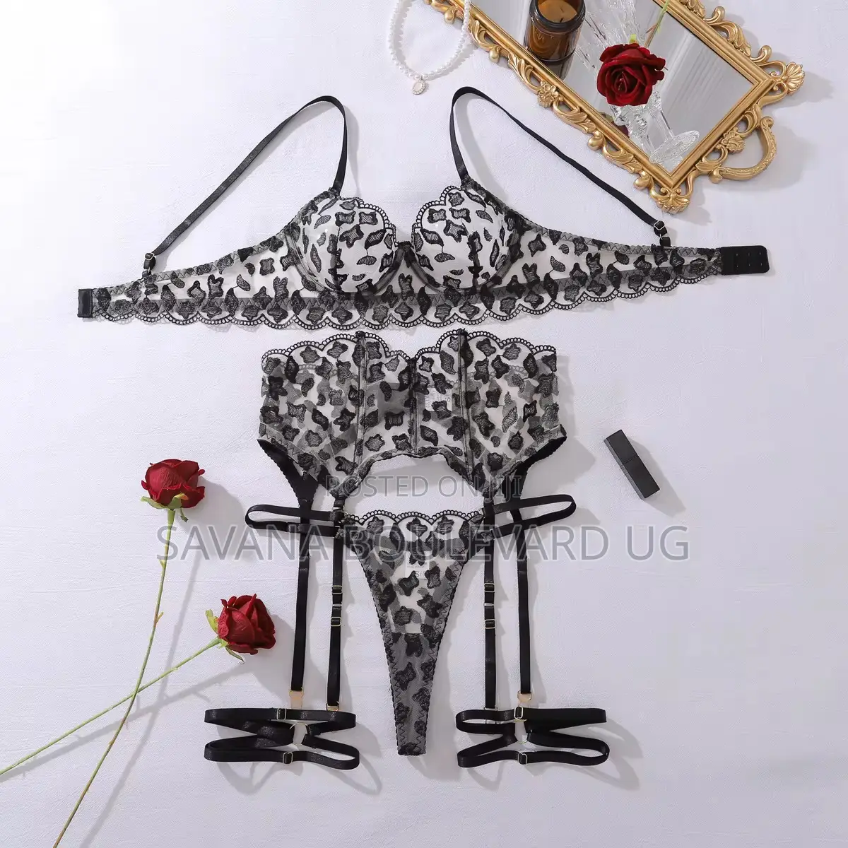 Savana 3pc Chetah Lingerie Set
