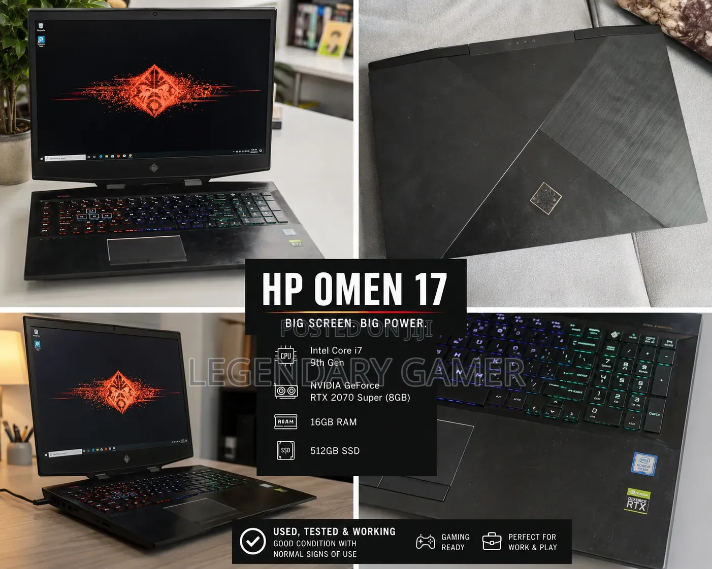 Laptop HP Omen 17 16GB Intel Core i7 SSD 512GB