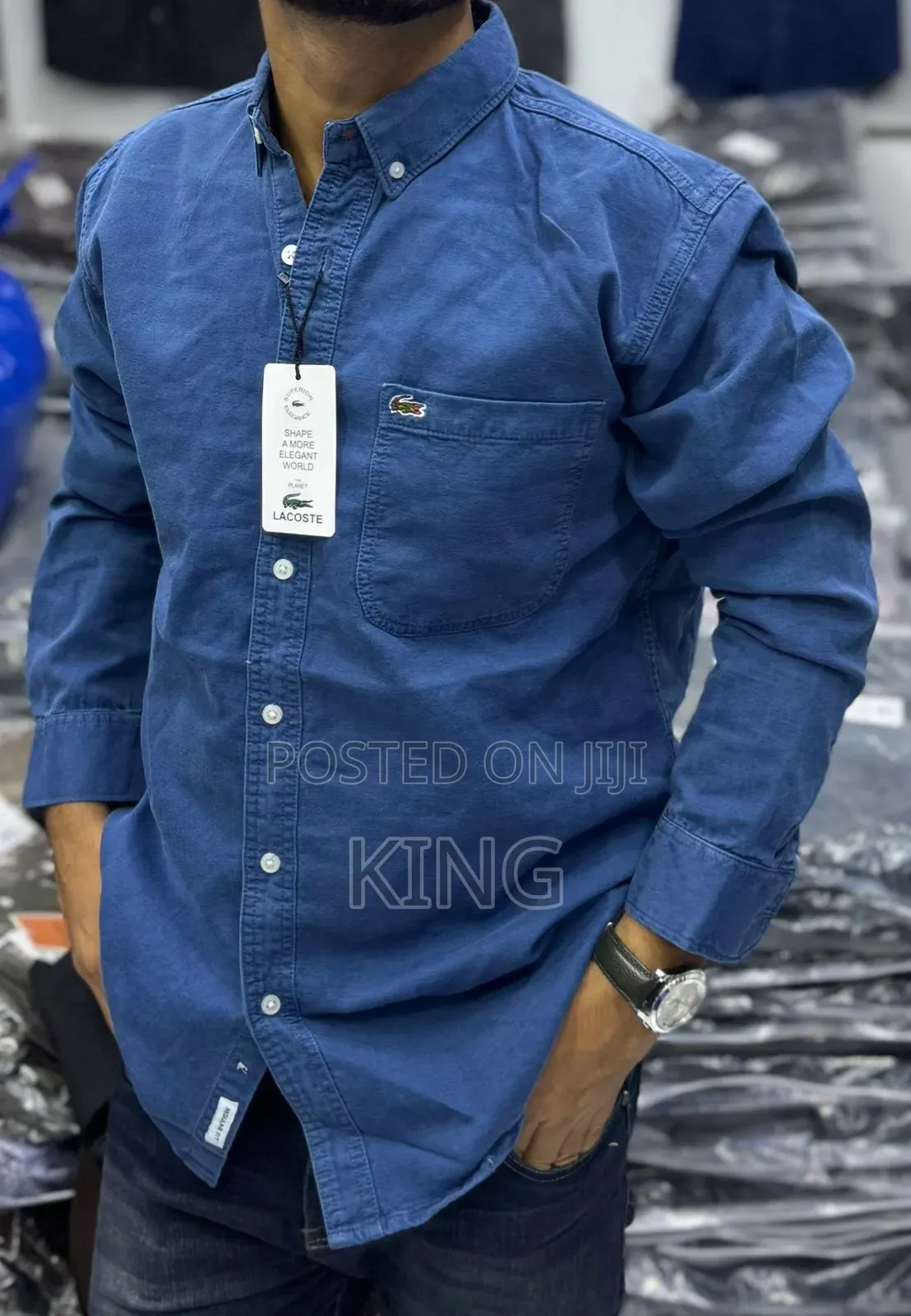 Lacoste Denim Shirts. Green, Blue, Purple