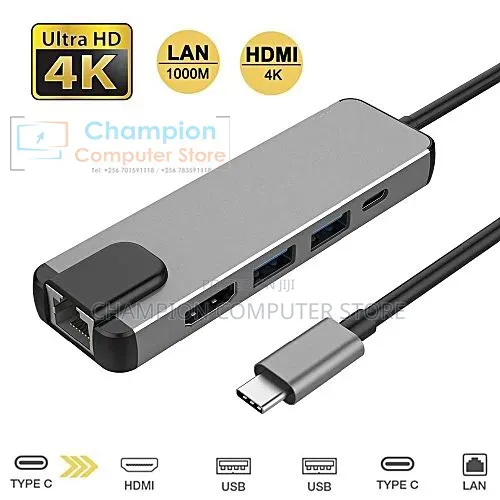 Type C to Hdmi 5in1 (Lan/Rj45 + Type-C + Usb 3.0*2 + Hdmi)