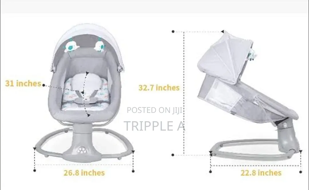 Modern Grey Electric Baby Swing
