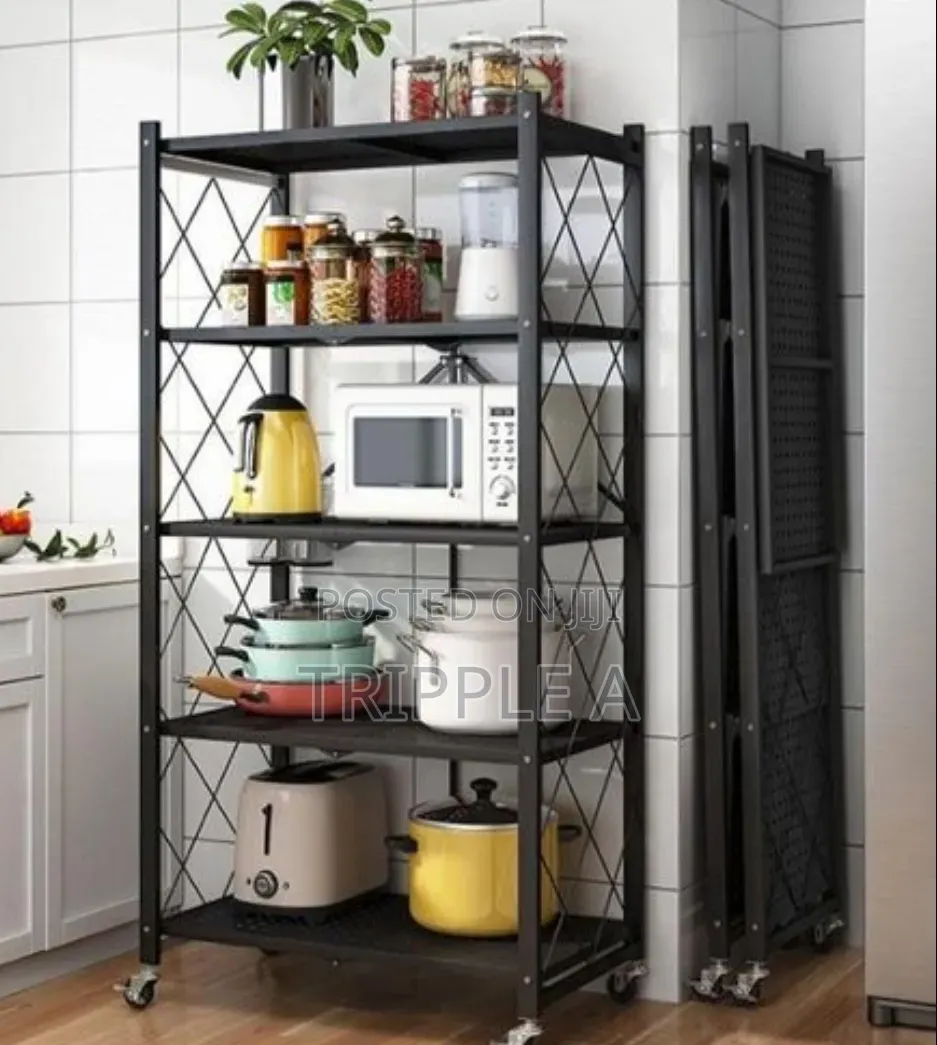 5 Tier Foldable Storage Shelves With Wheels