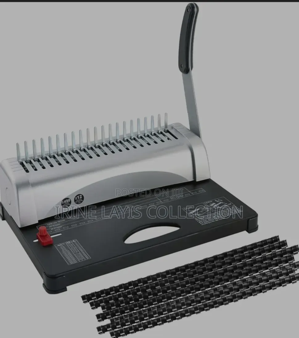 Deli 3870 Comb Binding Machine With Manual Punch Handle and 21 Holes.