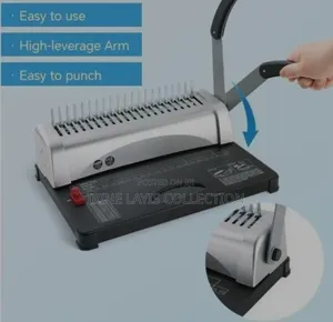 Deli 3870 Comb Binding Machine With Manual Punch Handle and 21 Holes.