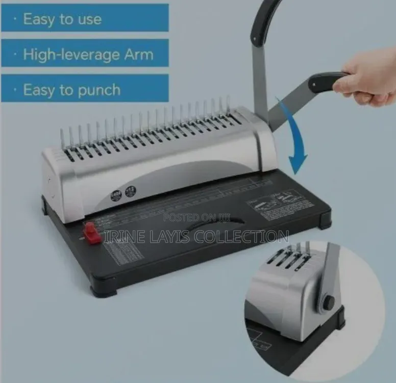 Deli 3870 Comb Binding Machine With Manual Punch Handle and 21 Holes.