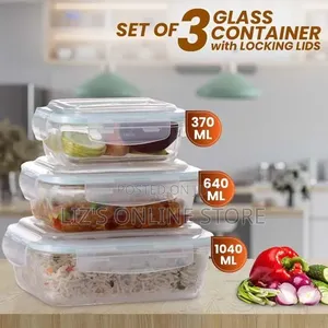Borosilicate Glass Containers With Lids, 3 PCS Set