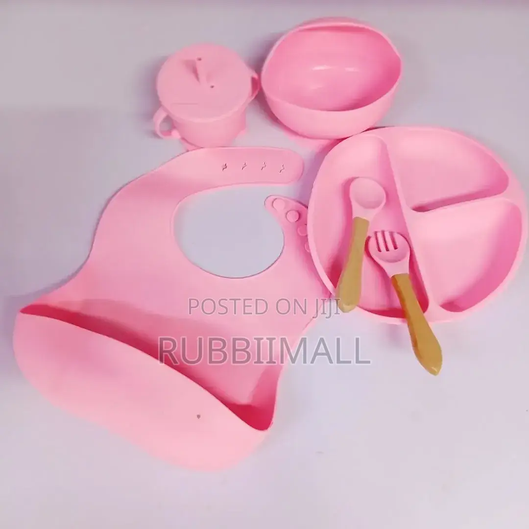 Pink Silicone Baby Feeding Set