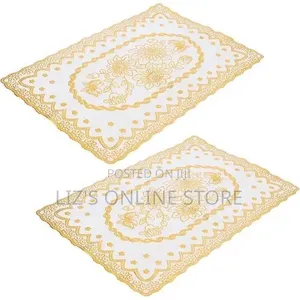 6 Pieces of Square 30cmx45cm PVC Lace Plastic Table Mats