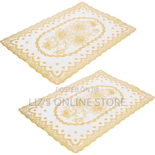 6 Pieces of Square 30cmx45cm PVC Lace Plastic Table Mats