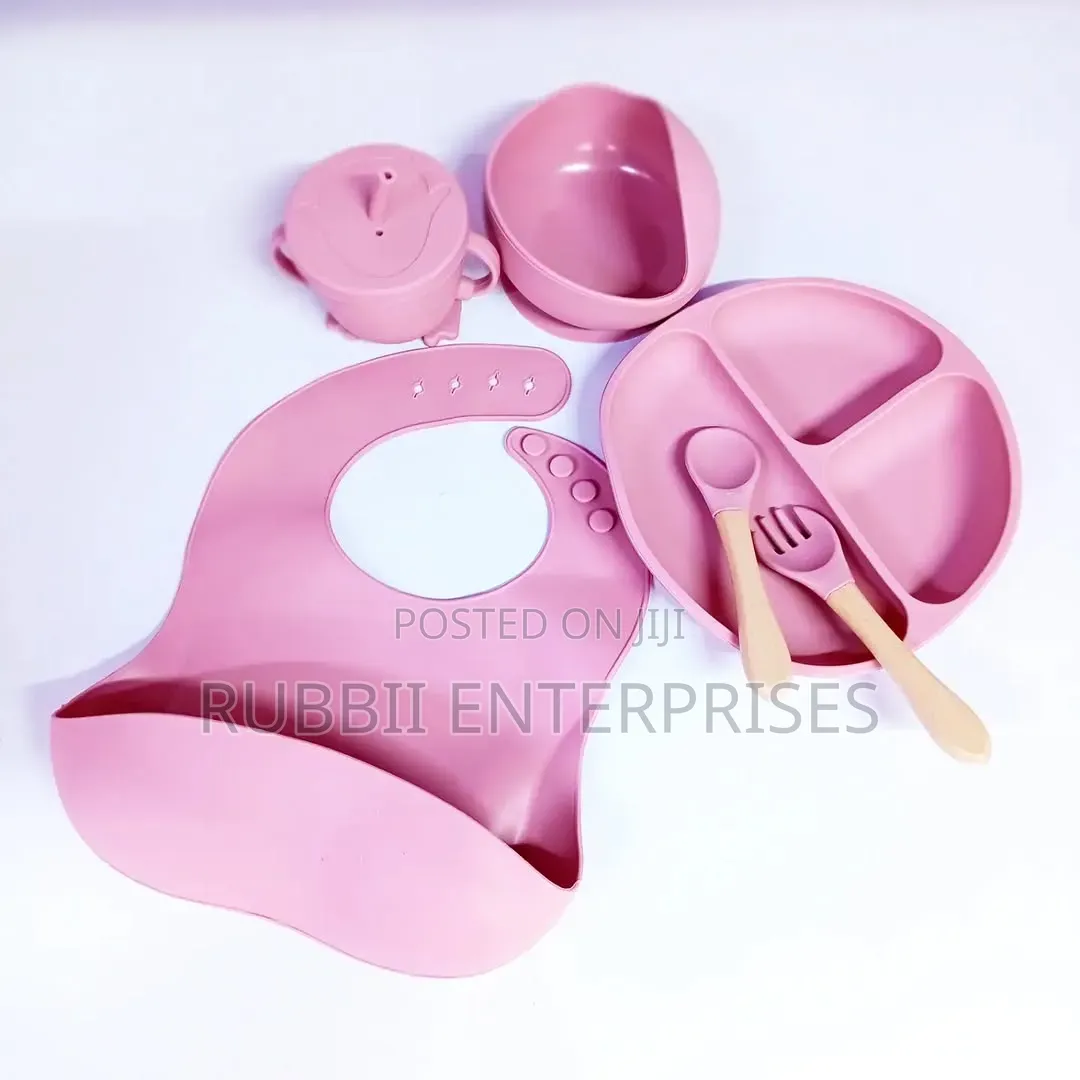 Lilac Pink Silicone Baby Feeding Set