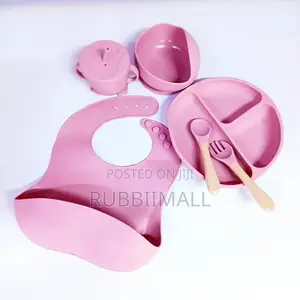 Lilac Pink Silicone Baby Feeding Set