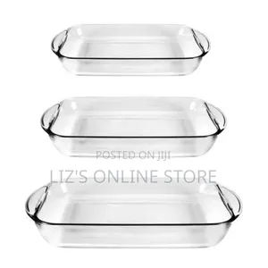 3 Piece Rectangle Glass Bakeware Dishes Microwave Oven Bowls Set