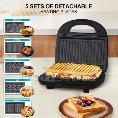 5 in 1 Waffle Maker Sandwich Nuts Donuts Shells Maker Machine