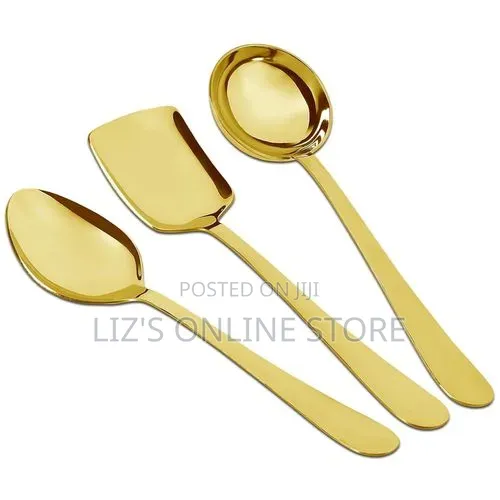 3pieces Stainless Steel Golden Serving Spoons Set