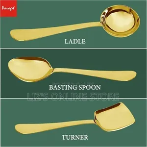 3pieces Stainless Steel Golden Serving Spoons Set