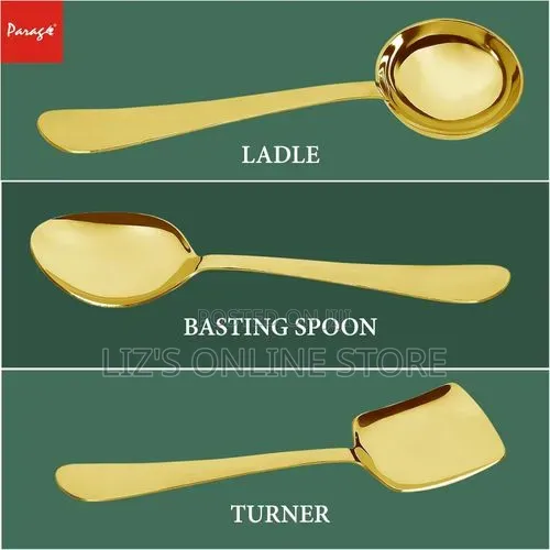3pieces Stainless Steel Golden Serving Spoons Set