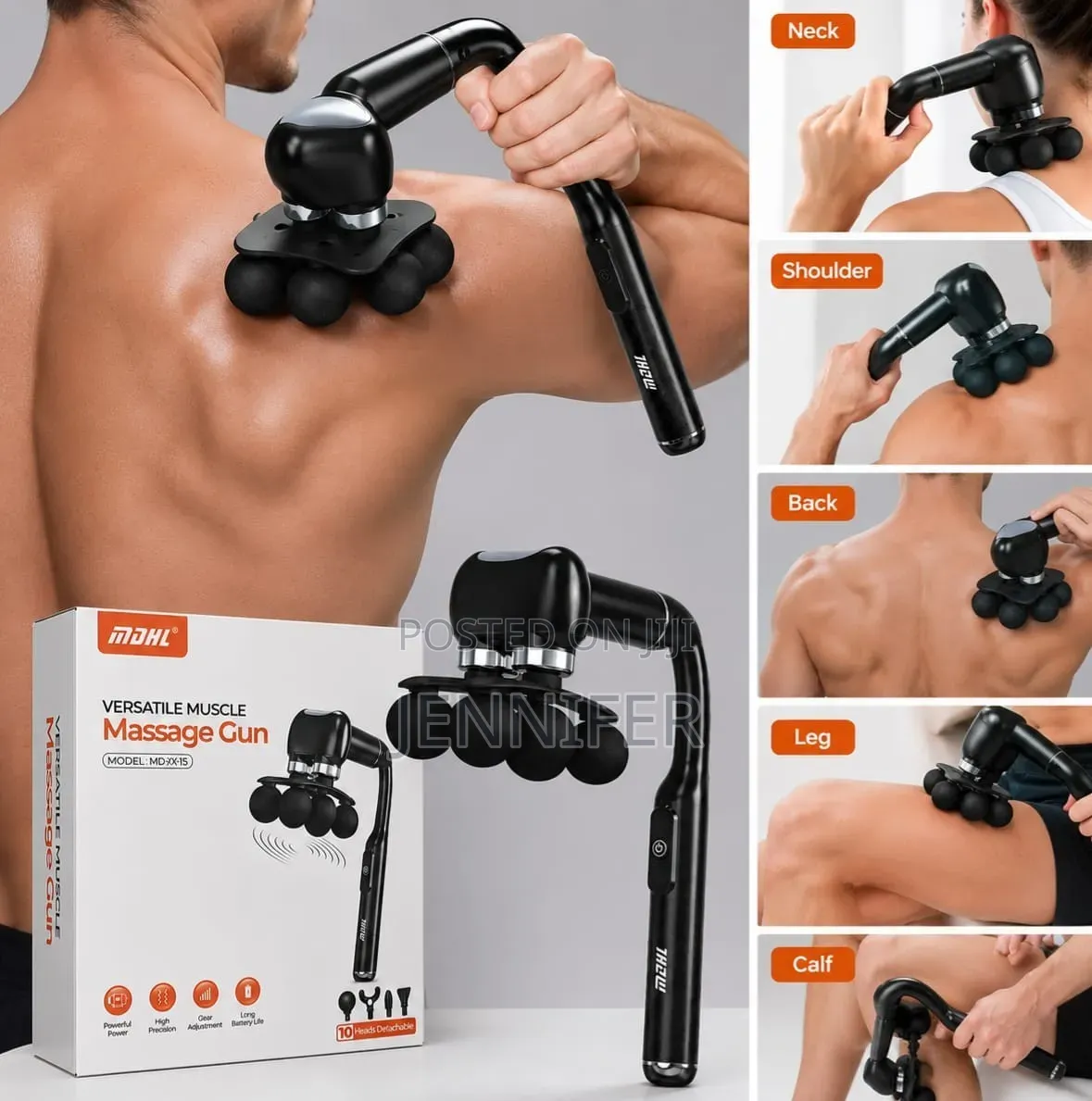 MDHL Deep Tissue Massage Gun – 10 Heads Portable Body Massager