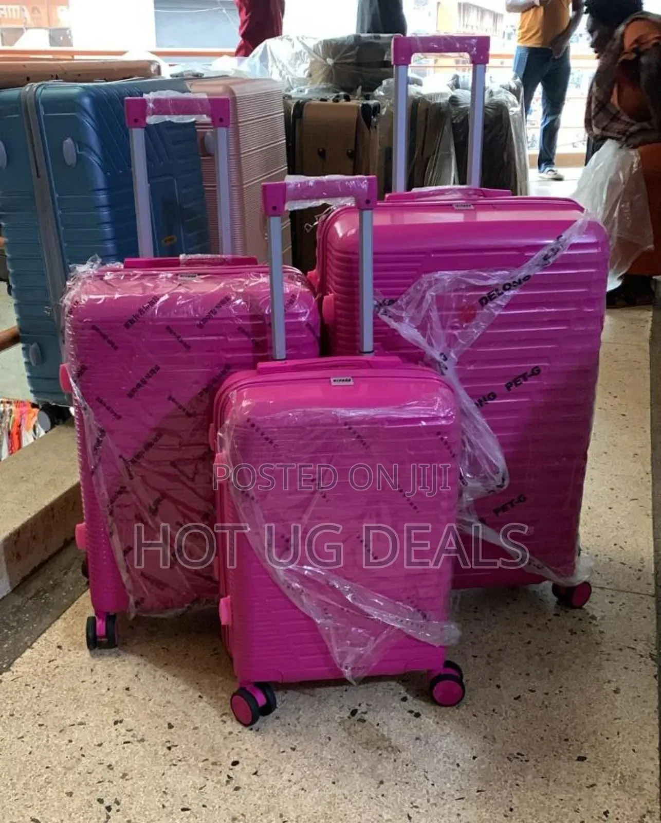 Set of 3pcs Rubber Waterproof Suitcases (S,M,L) - Multicolor Designs