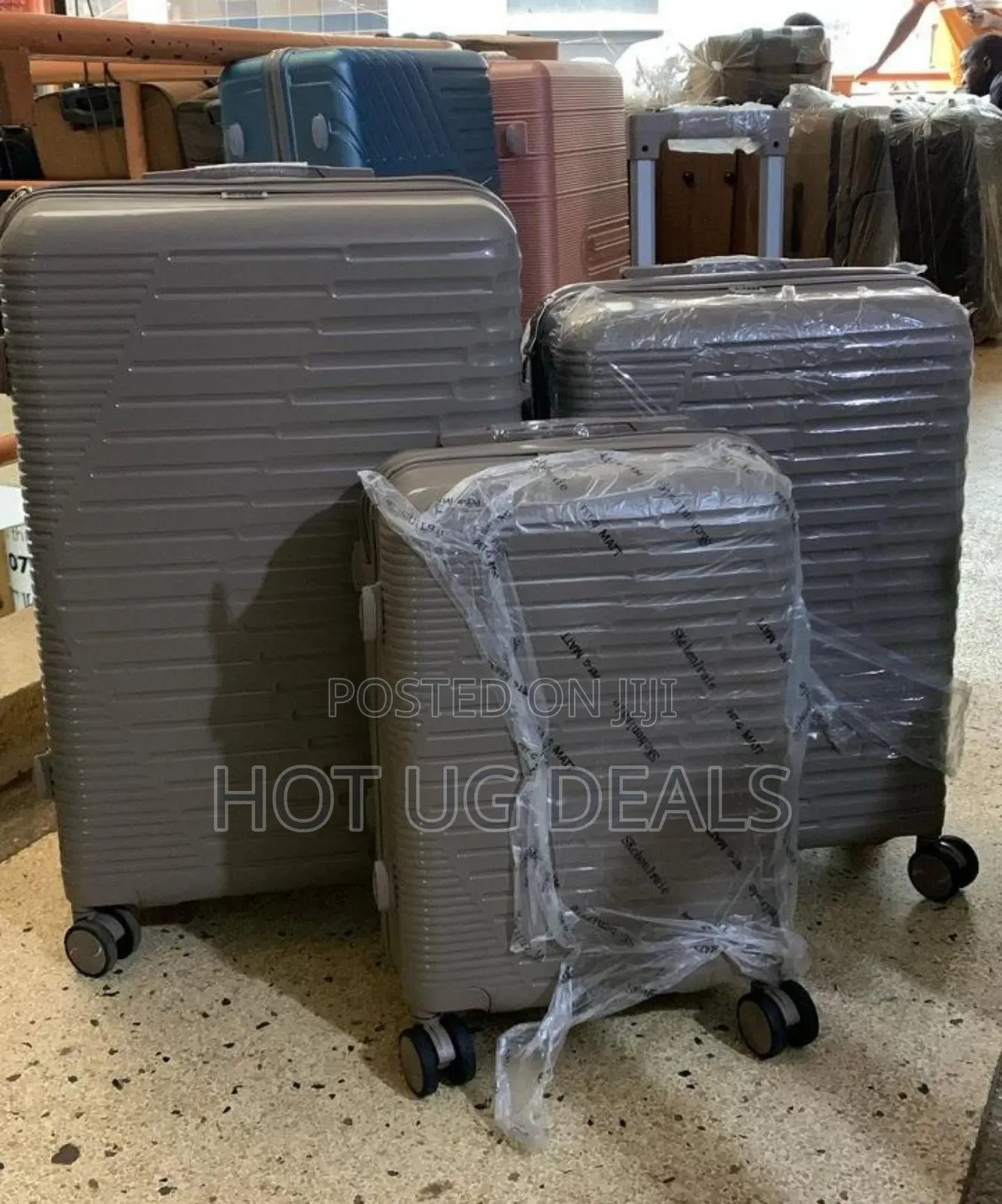 Set of 3pcs Rubber Waterproof Suitcases (S,M,L) - Multicolor Designs