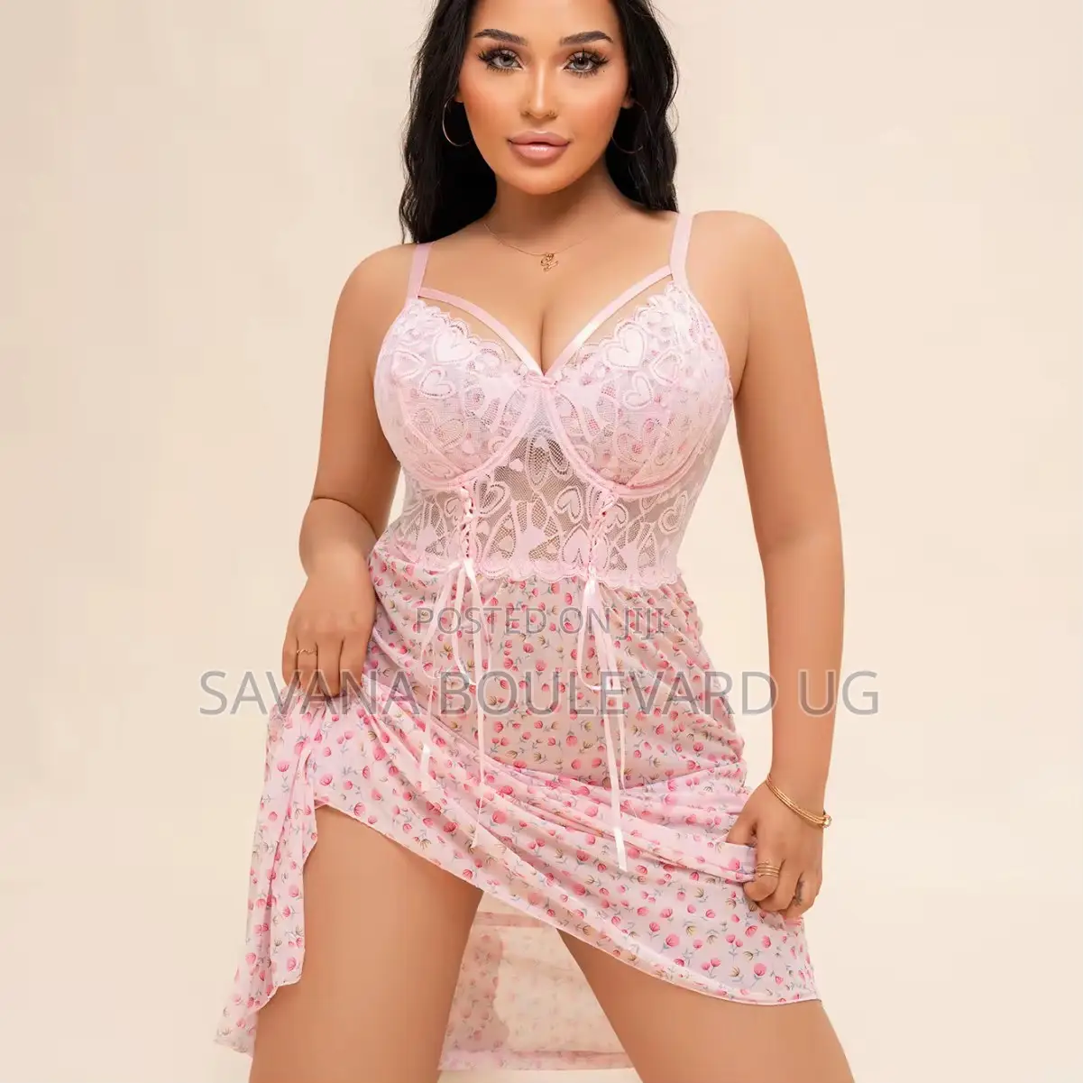 Savana Plus Size Chemise Floral Dress Lingerie