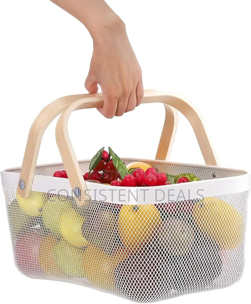Portable Picnic Food Fruit Vegetables Sundries Metal Basket