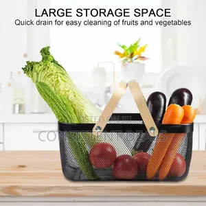 Portable Picnic Food Fruit Vegetables Sundries Metal Basket