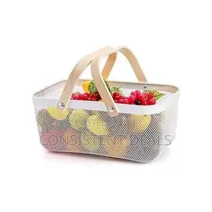Portable Picnic Food Fruit Vegetables Sundries Metal Basket