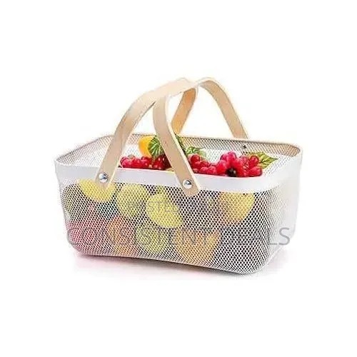 Portable Picnic Food Fruit Vegetables Sundries Metal Basket