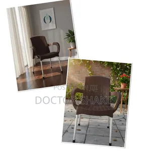 Modern Plastic Faux Rattan Design Armchair
