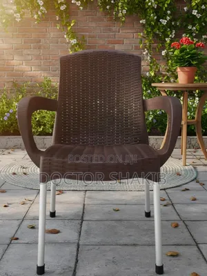 Modern Plastic Faux Rattan Design Armchair