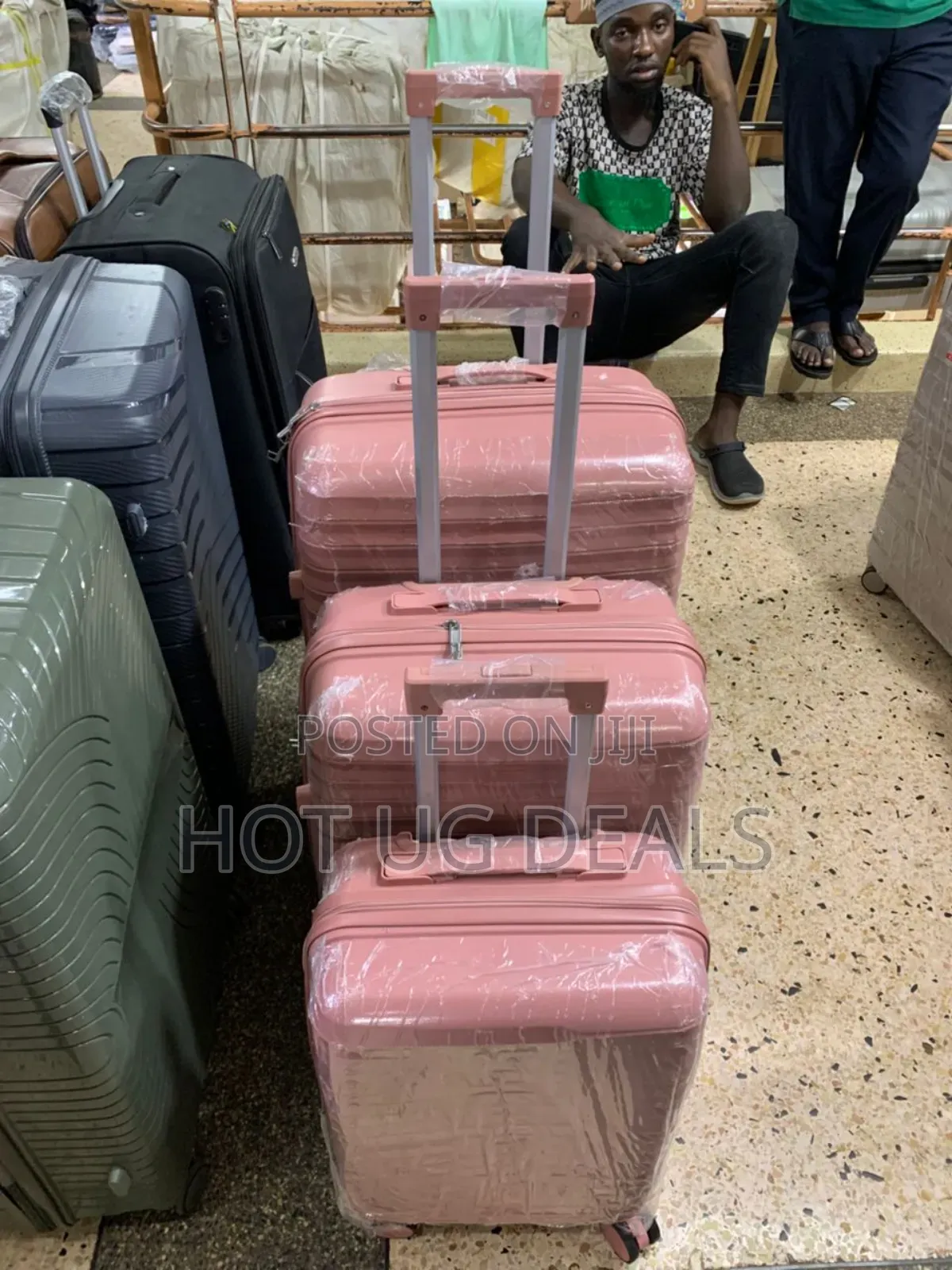 A Set of 3pcs Classy Waterproof Rubber Suitcases