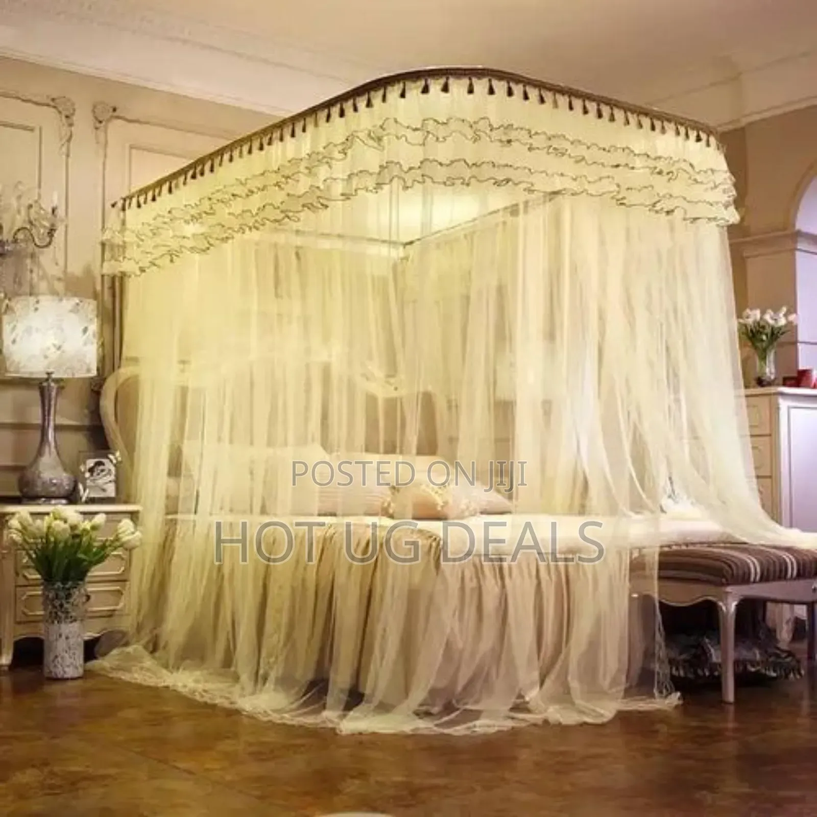 Mosquito Net With 2 Stand Rail Bed Net - (5*6). Cream