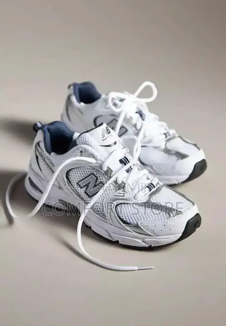 For Classic New Balance Shoes in White and Black Striped