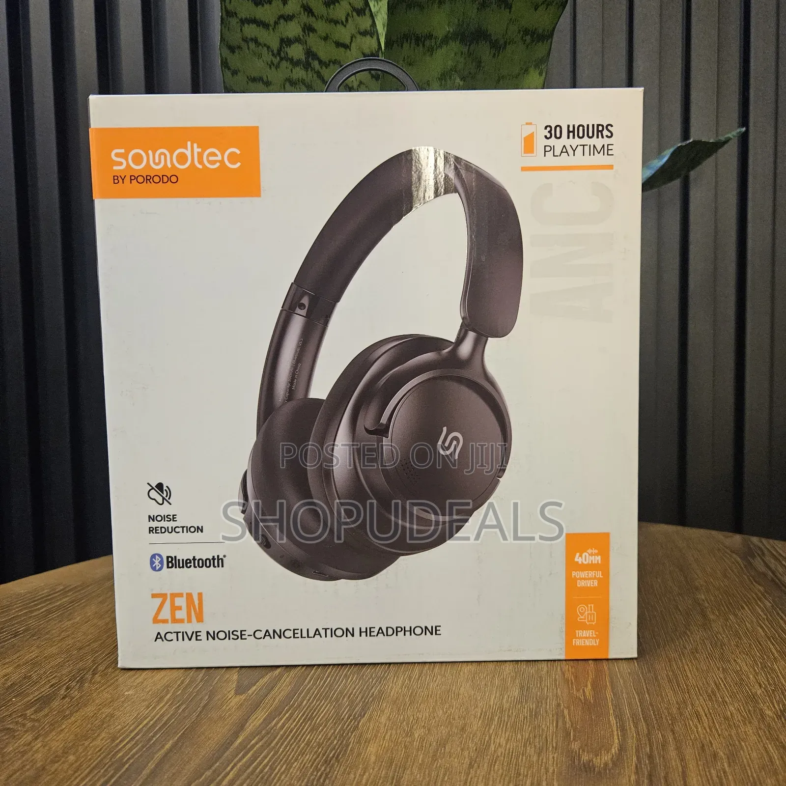 Porodo Soundtec Zen Active Noise-Cancellation Headphone - Black
