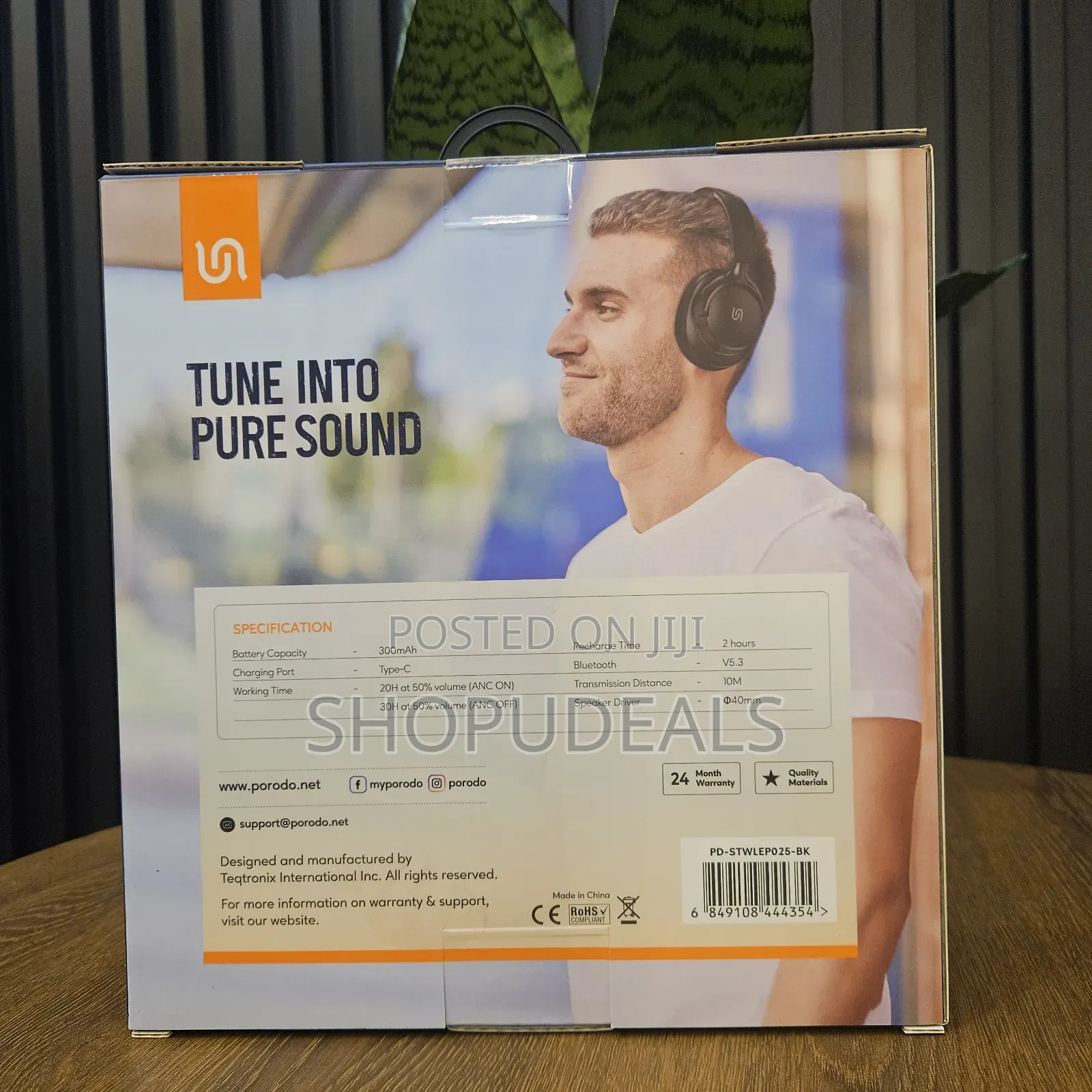 Porodo Soundtec Zen Active Noise-Cancellation Headphone - Black