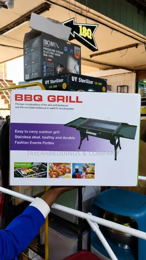 Compact Folding Portable Charcoal BBQ Grill With Side Tables