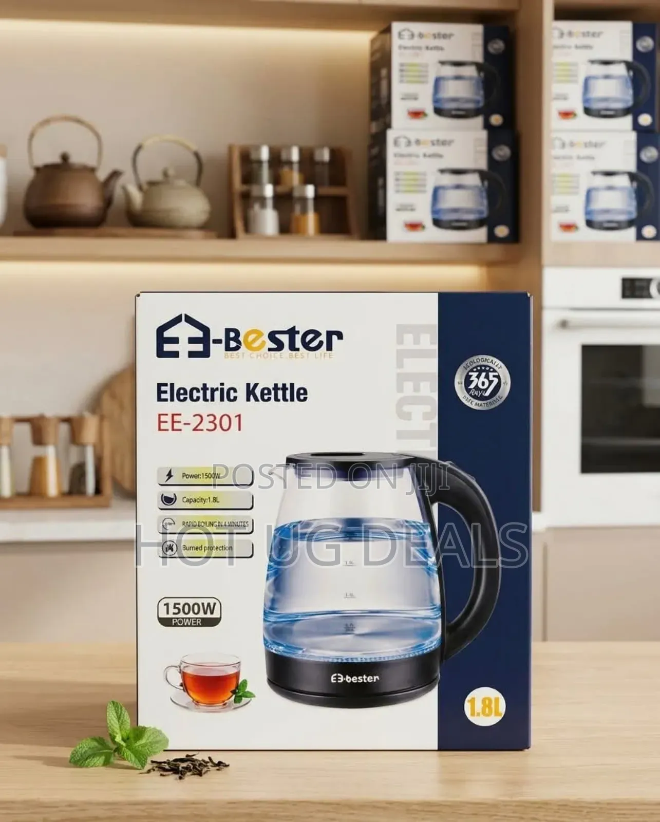 E-Bester Electric Glass Kettle 1.8l (Model Ee-2301) - Clear
