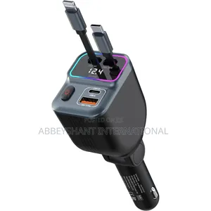 Porodo 65w Car Charger Dual Rectractabe Cable