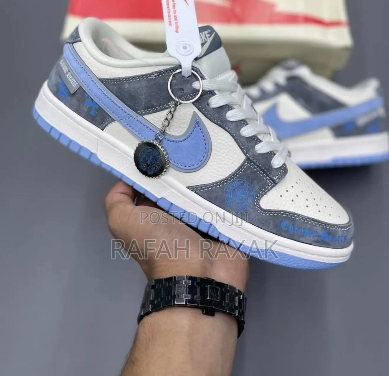 Original Grey Suede Nike Sb Dunk Low Chrome Hearts Custom Sneaker