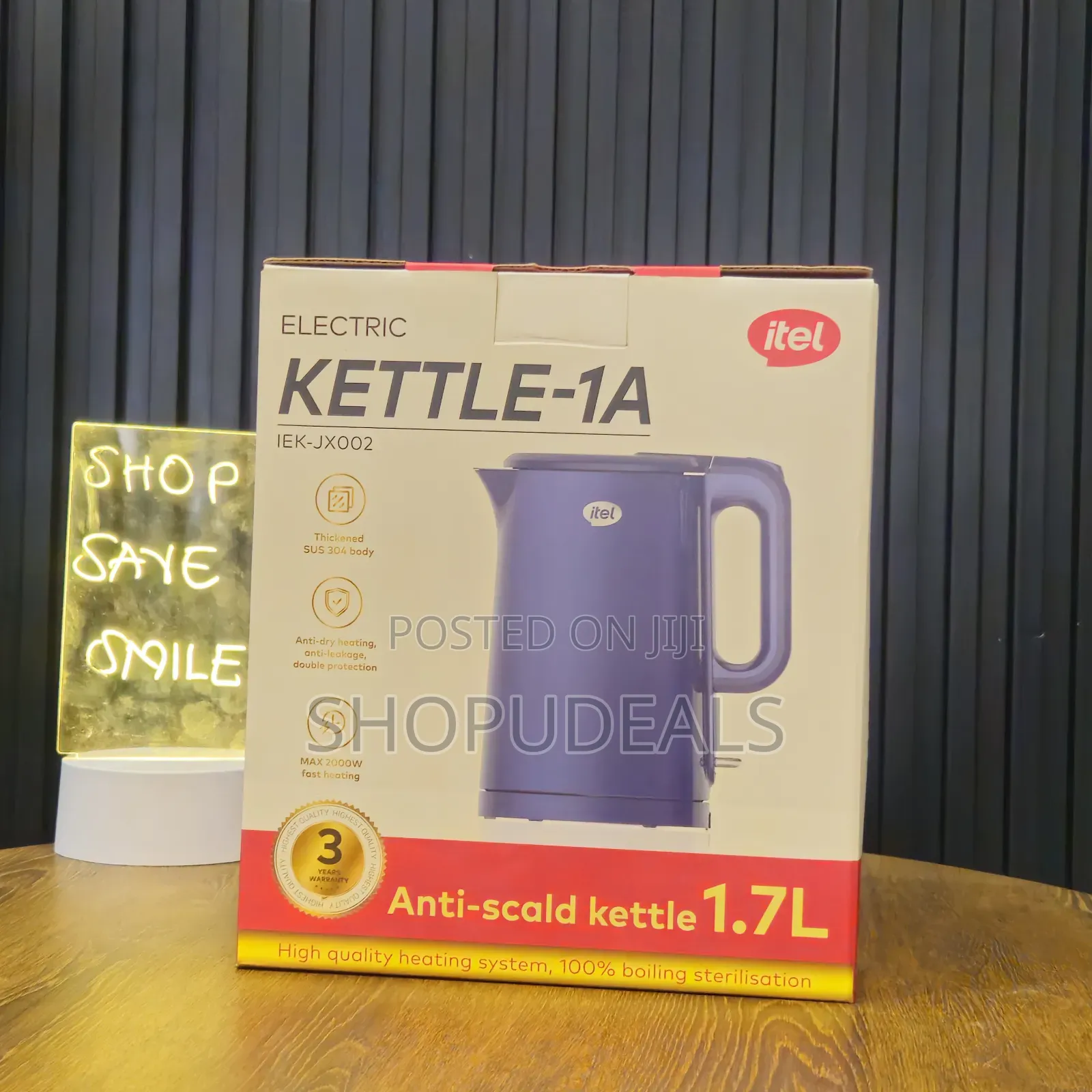 Itel Electric Kettle 1a – 1.7l Anti-Scald Electric Kettle, Fast Boil